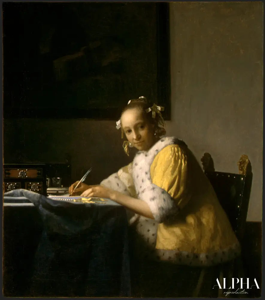 Jeune femme écrivant une lettre - Johannes Vermeer - Reproductions de tableaux et peintures haut de gamme