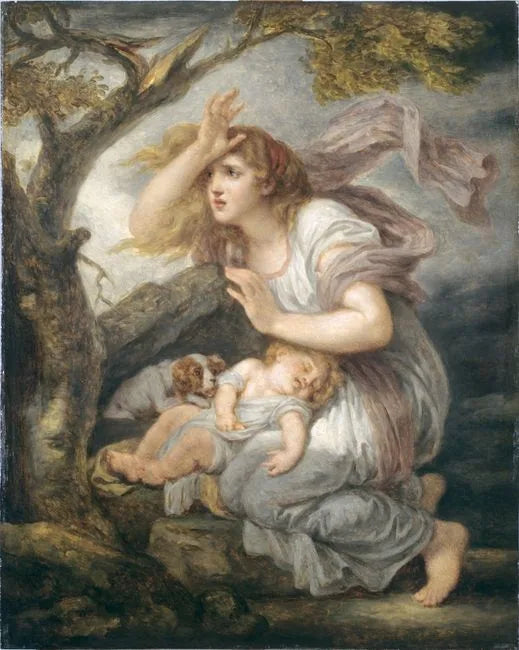Nuori nainen pelästynyt myrskyä - Jean-Baptiste Greuze