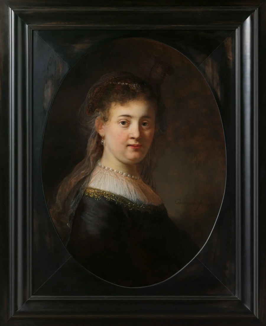 Nuori nainen fantastisessa puvussa - Rembrandt