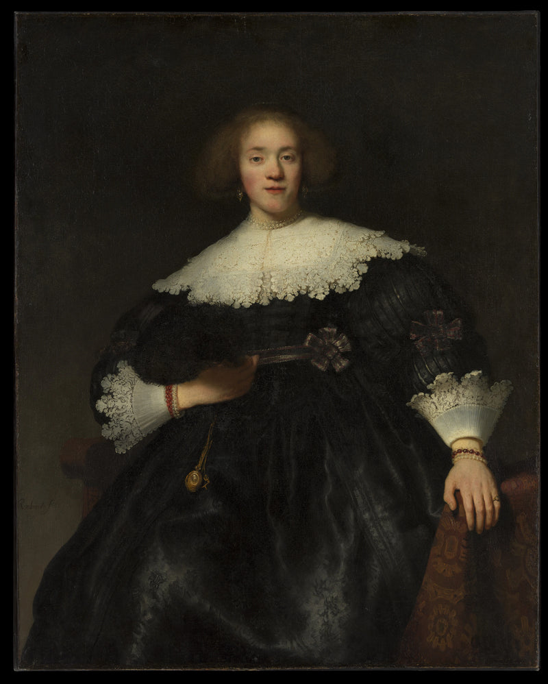 Nuoren naisen muotokuva tuulettimella - Rembrandt