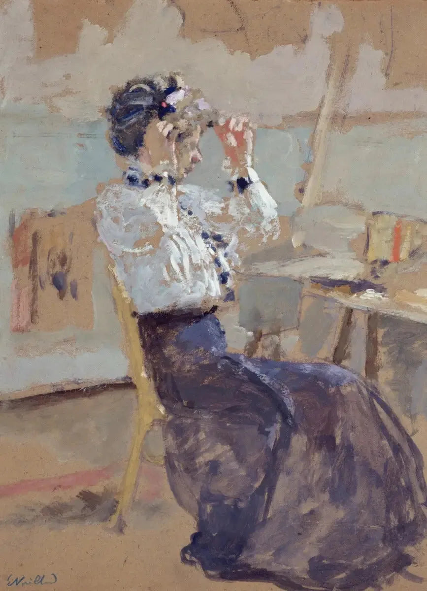 Nuori nainen asettaa hatun - Édouard Vuillard
