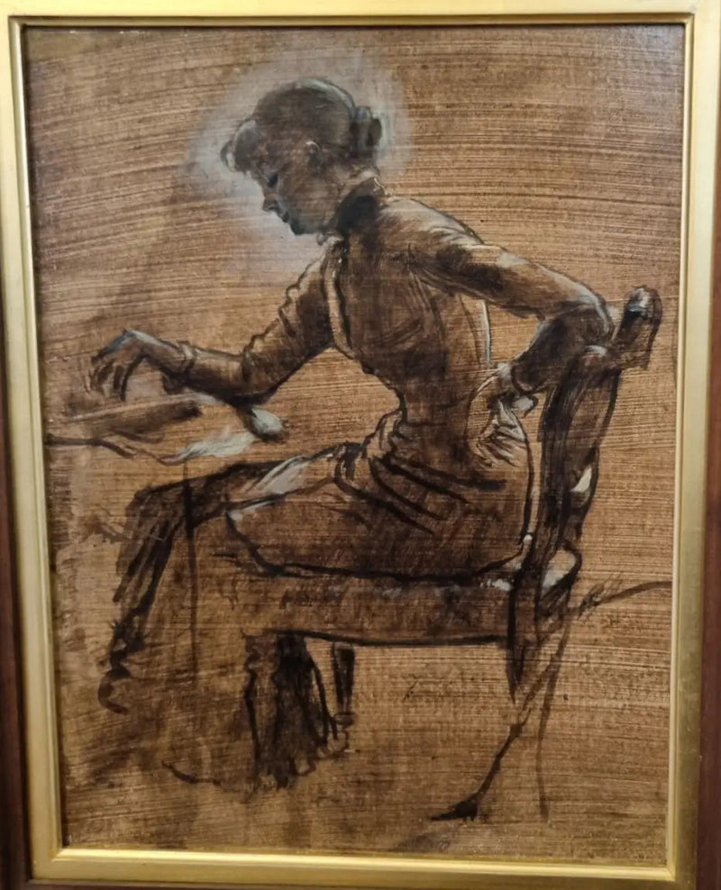 Nuori nainen pelaamassa shakkia - James Tissot