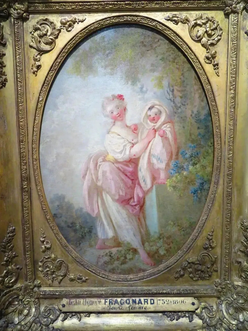 Nuori nainen leikkimässä lapsen kanssa - Jean-Honoré Fragonard