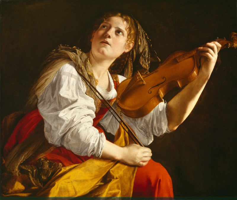 Nuori nainen soittamassa viulua - Orazio Gentileschi