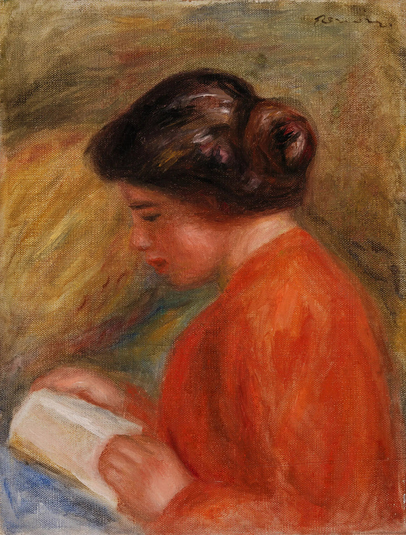 Nuori nainen lukemassa, rintakuva - Pierre-Auguste Renoir