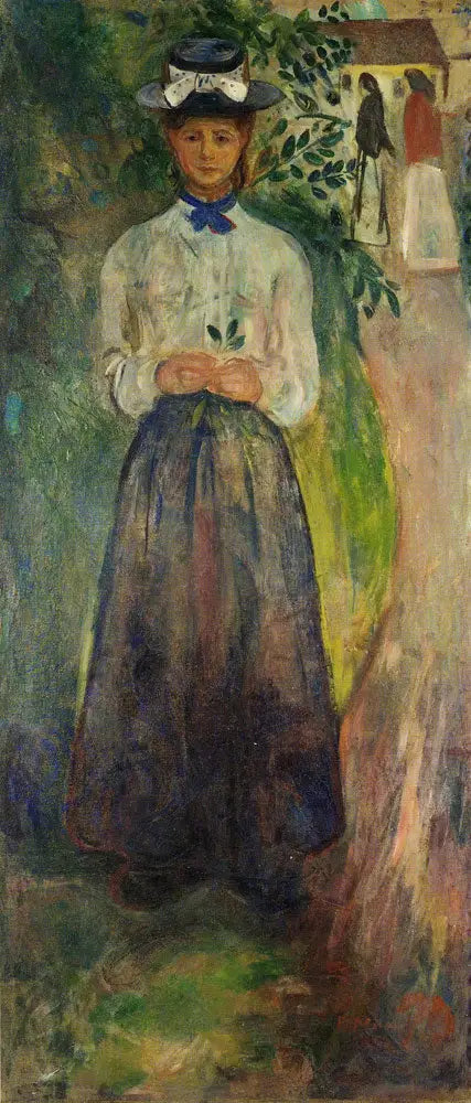 Nuori nainen kasvien keskellä - Edvard Munch