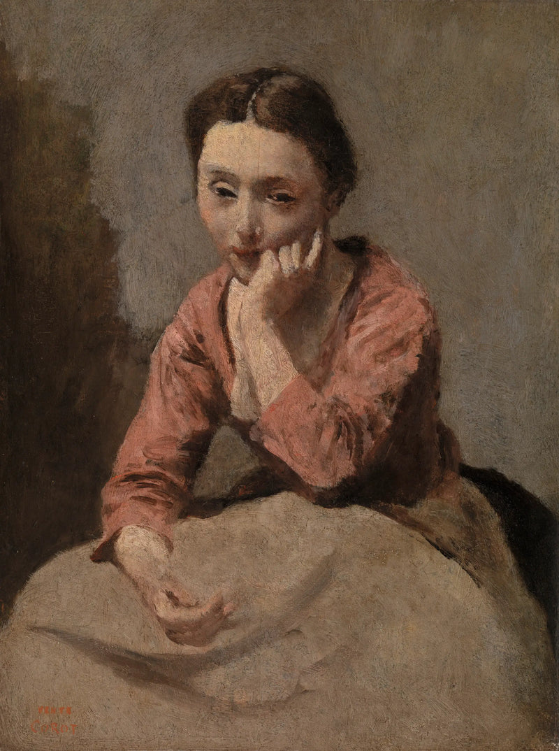 Nuori mietteliäs nainen - Jean-Baptiste Camille Corot