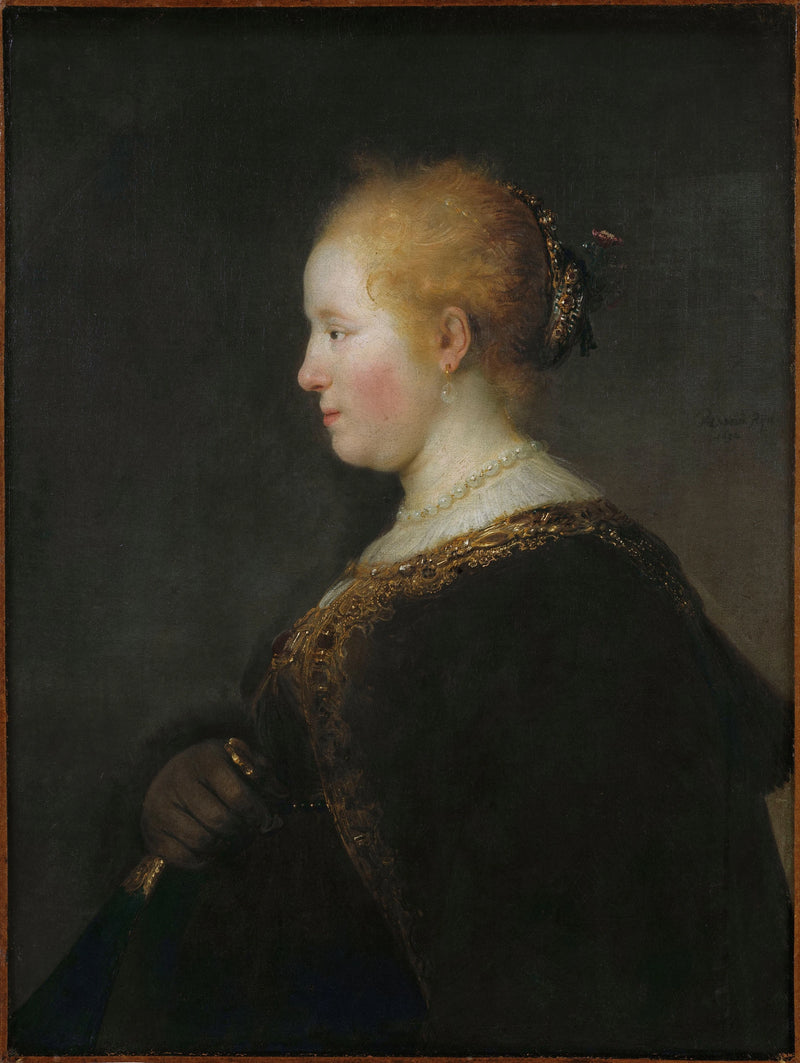 Nainen, joka pitää faneja - Rembrandt