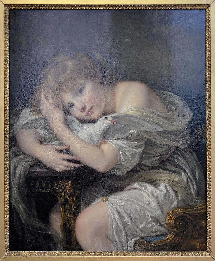 Nuori tyttö kyyhkysen kanssa - Jean-Baptiste Greuze