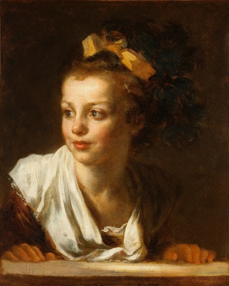 Nuori tyttö nojaten ikkunalaudalle - Jean-Honoré Fragonard