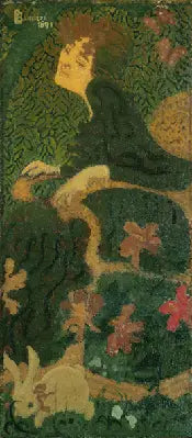 Nuori tyttö istuu pupun kanssa - Pierre Bonnard