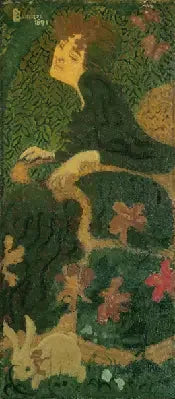 Nuori tyttö istuu pupun kanssa - Pierre Bonnard