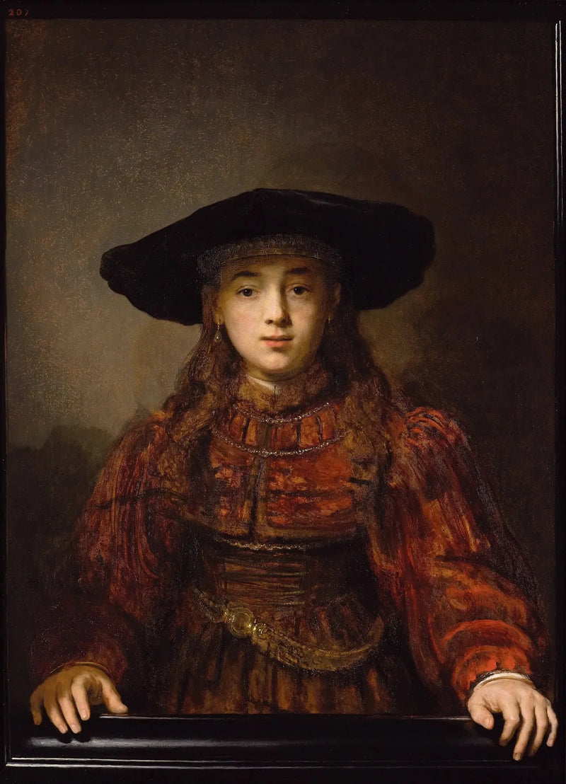 Nuori tyttö kehykset - Rembrandt