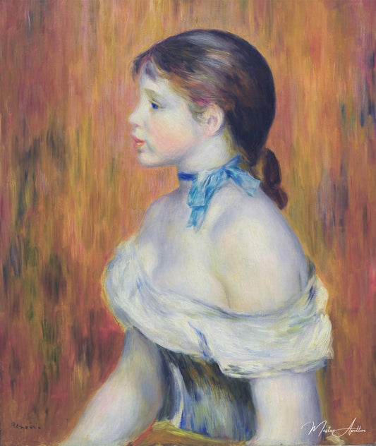 Jeune Fille au ruban bleu - Pierre-Auguste Renoir - Reproductions de tableaux et peintures haut de gamme