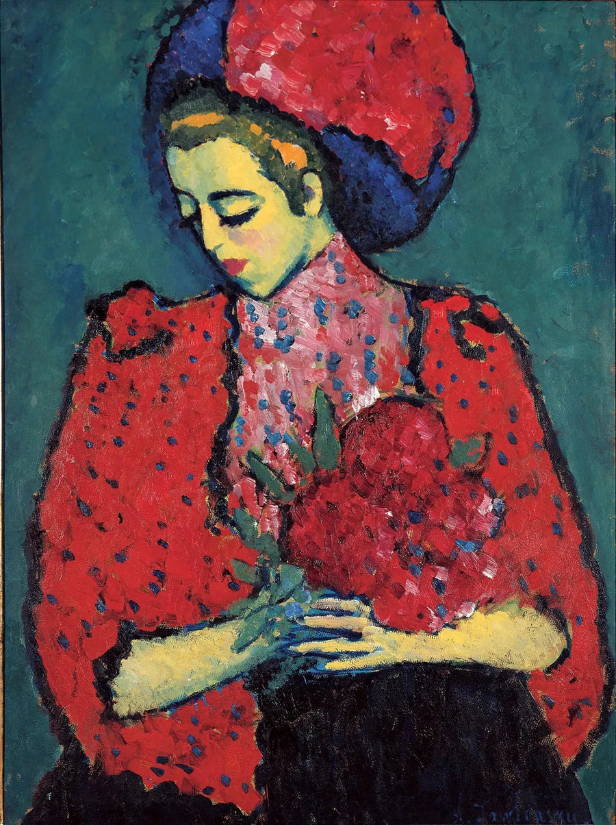 Nuori tyttö pionien kanssa - Alexej von Jawlensky