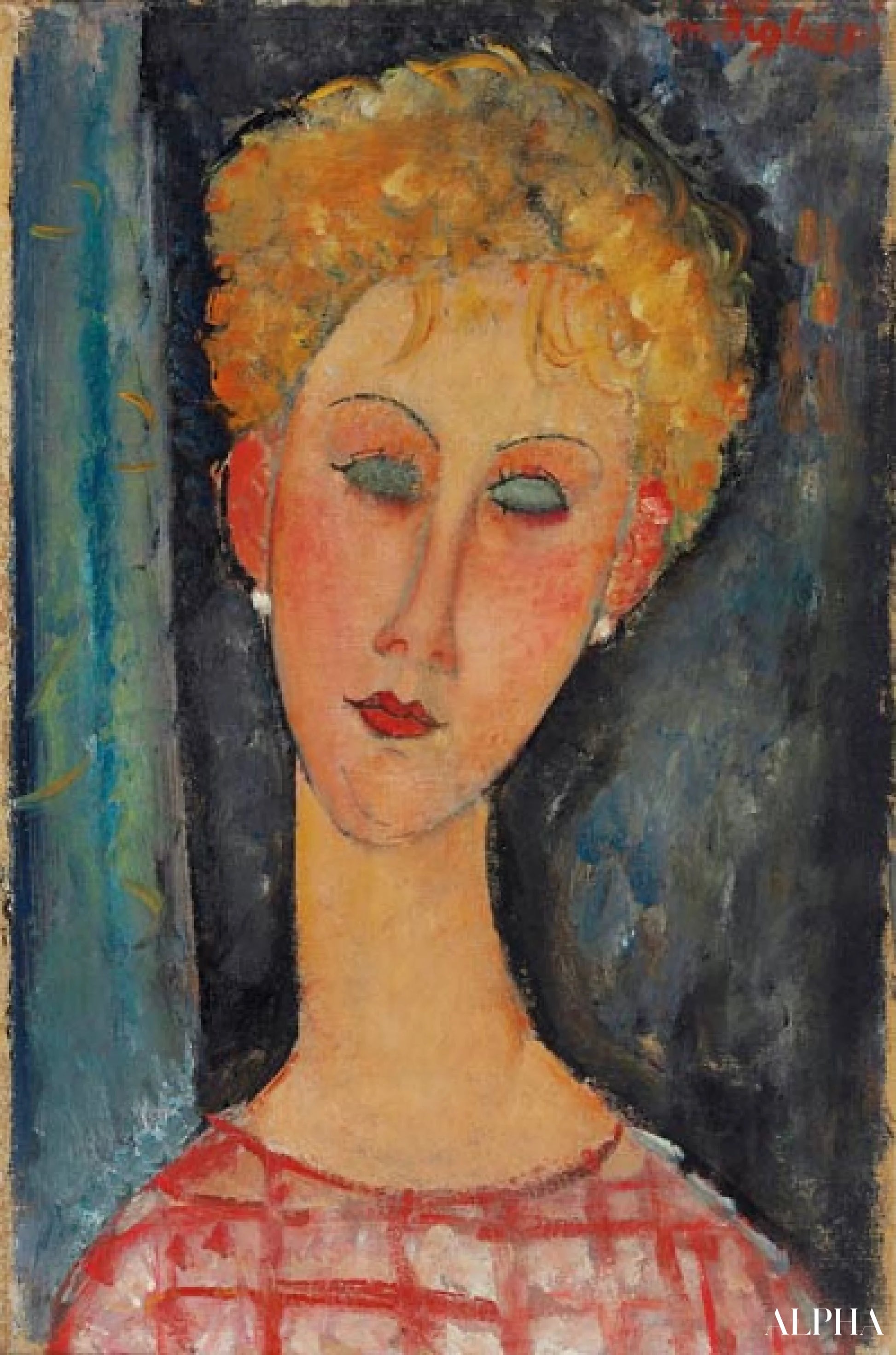 Nuori tyttö korvakoruilla - Amedeo Modigliani - Korkealaatuiset taulujen ja maalauksien reproduktiot