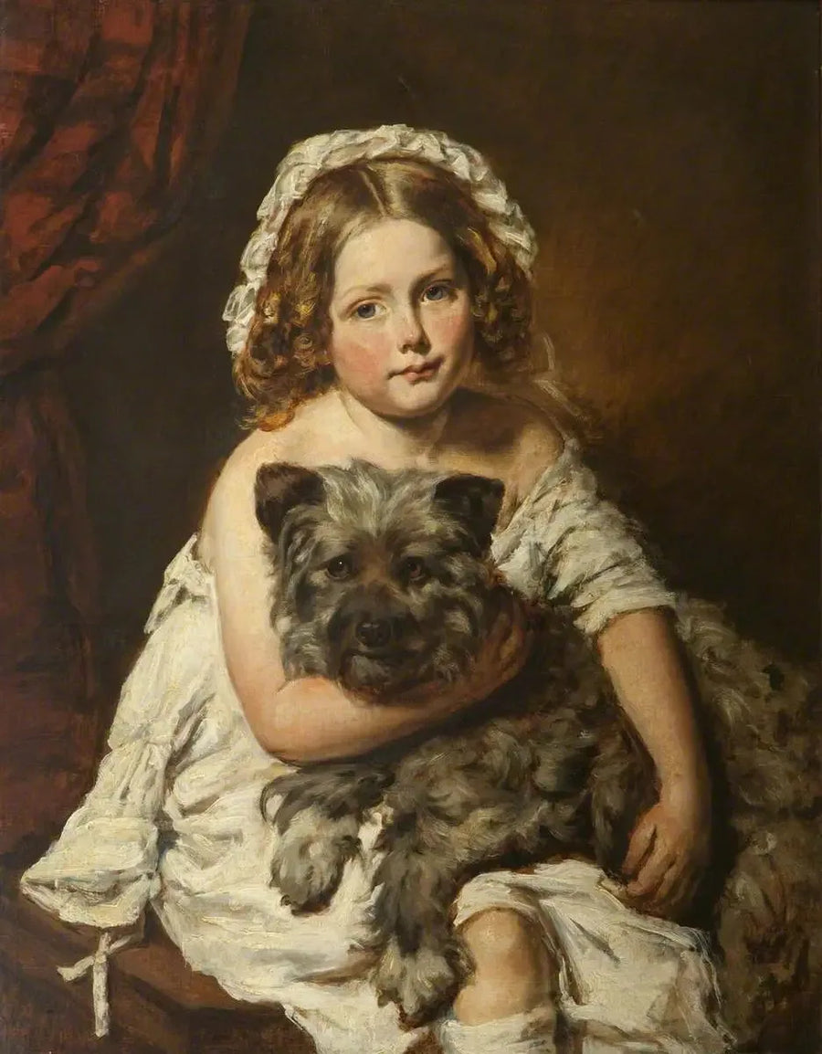 Nuori tyttö koiran kanssa - Edwin Henry Landseer