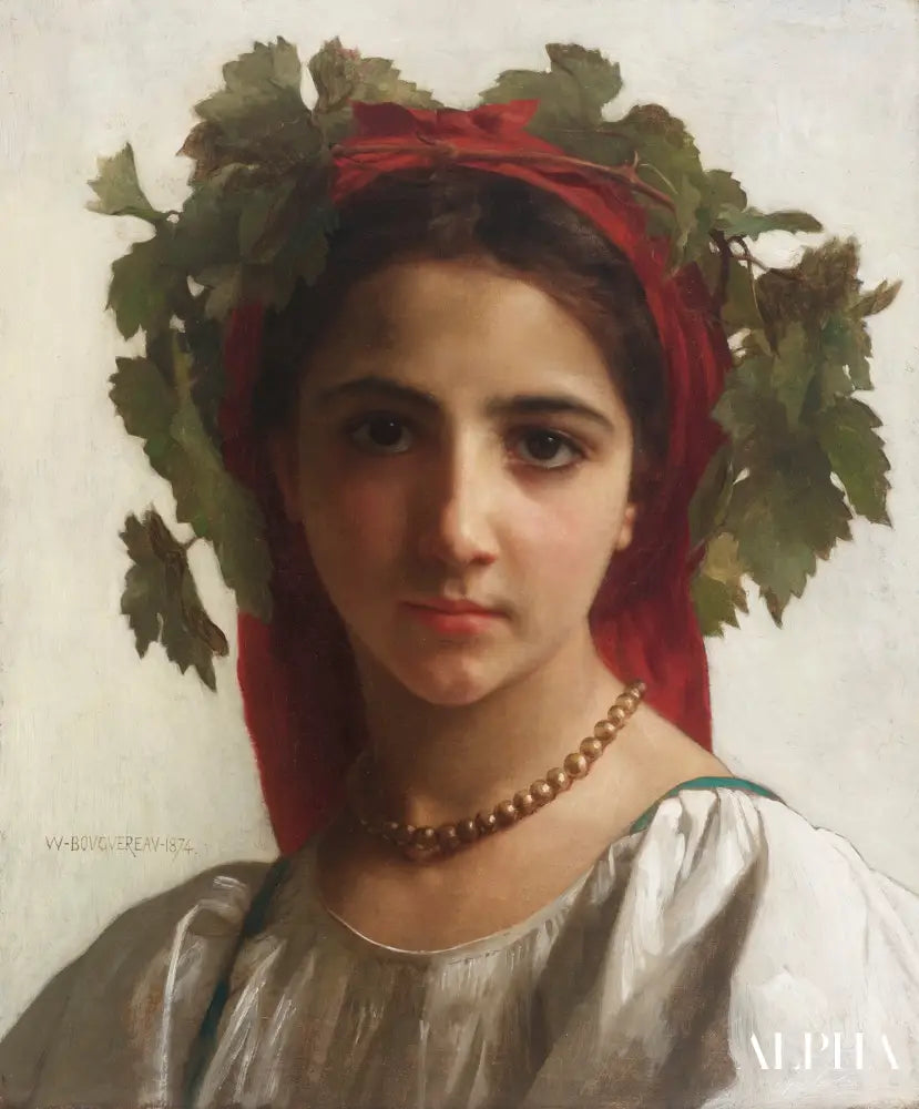 Jeune fille couronnée de pampres - William Bouguereau Reproductions de tableaux à la peinture à l’huile