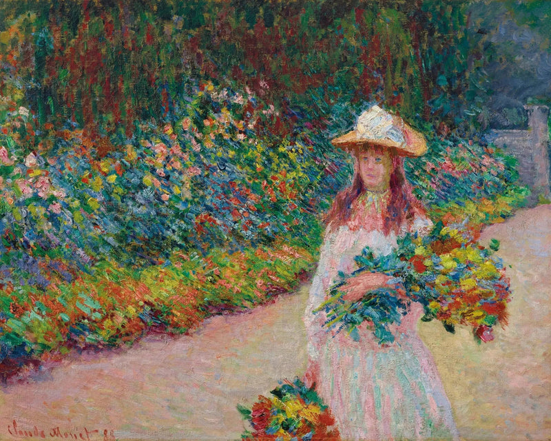 Nuori tyttö Givernyn puutarhassa - Claude Monet