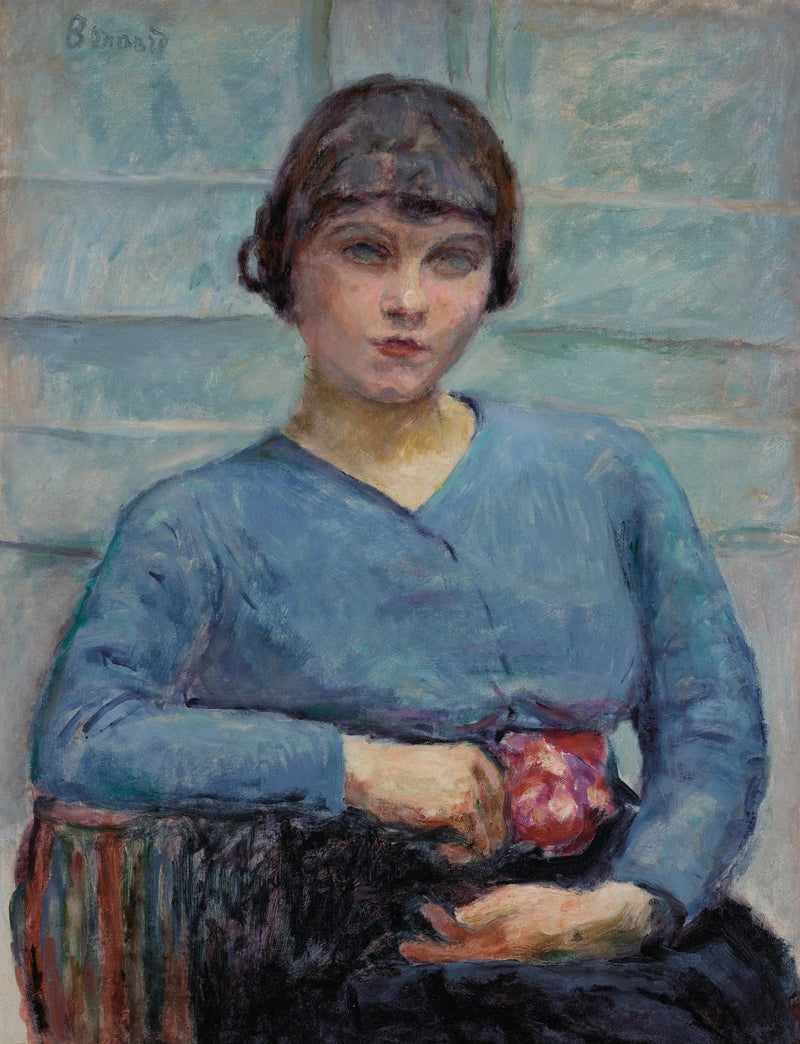 Nuori tyttö sinisessä, ruusun kanssa - Pierre Bonnard