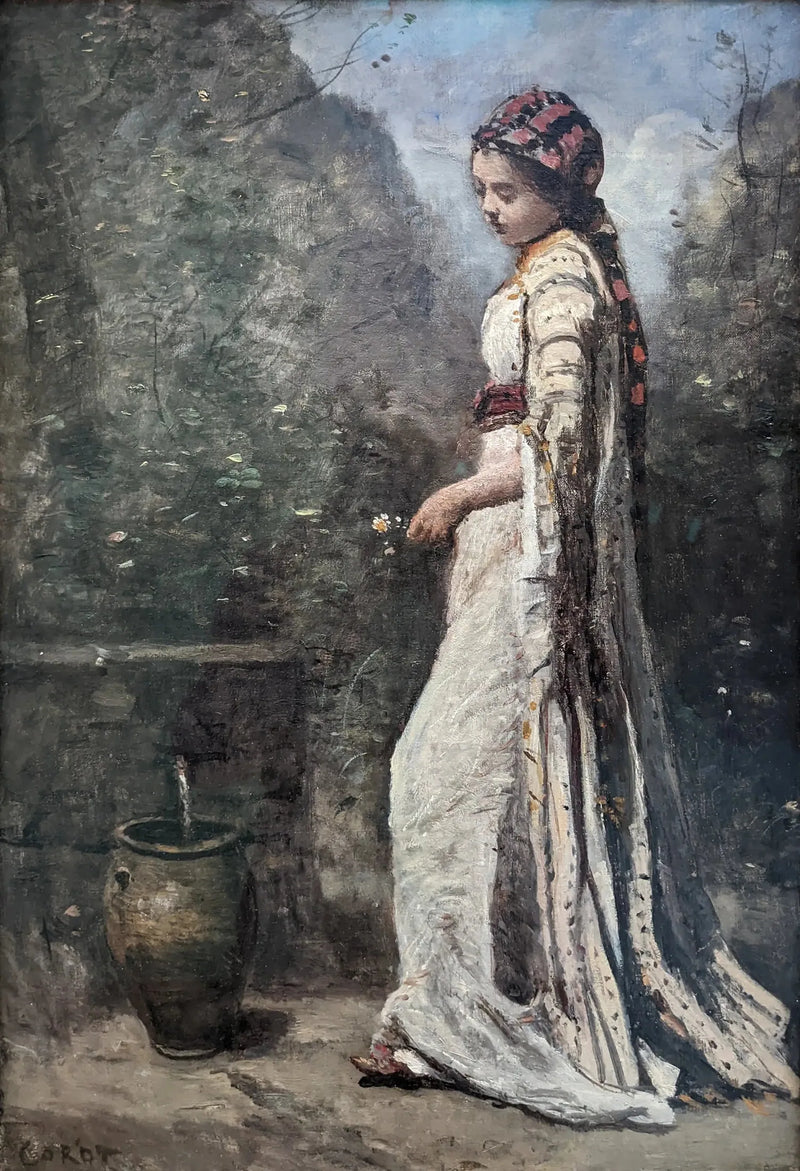 Kreikkalainen tyttö suihkulähteellä - Jean-Baptiste Camille Corot