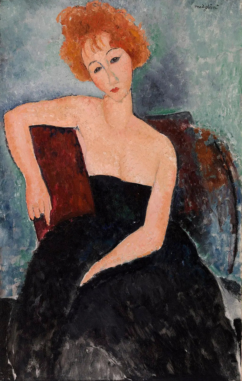 Nuori punatukkainen tyttö iltapuvussa - Amedeo Modigliani