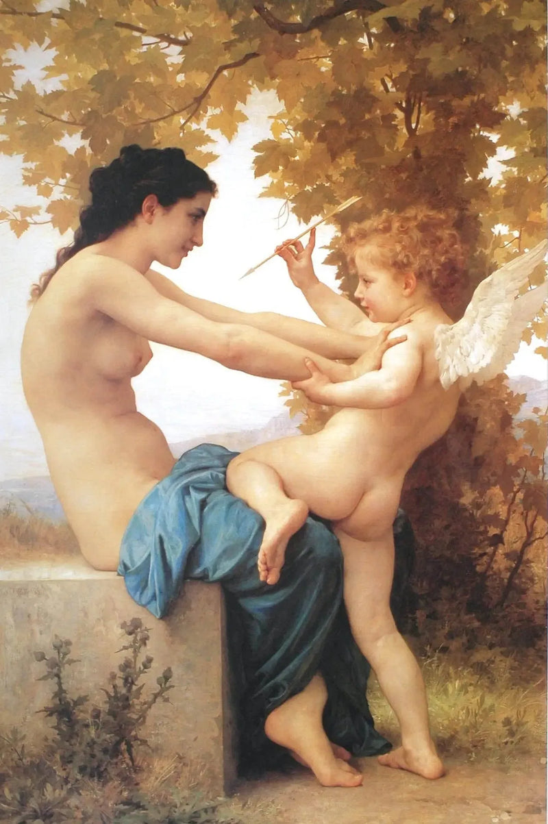 Nuori tyttö puolustautumassa Rakkautta vastaan - Bouguereau