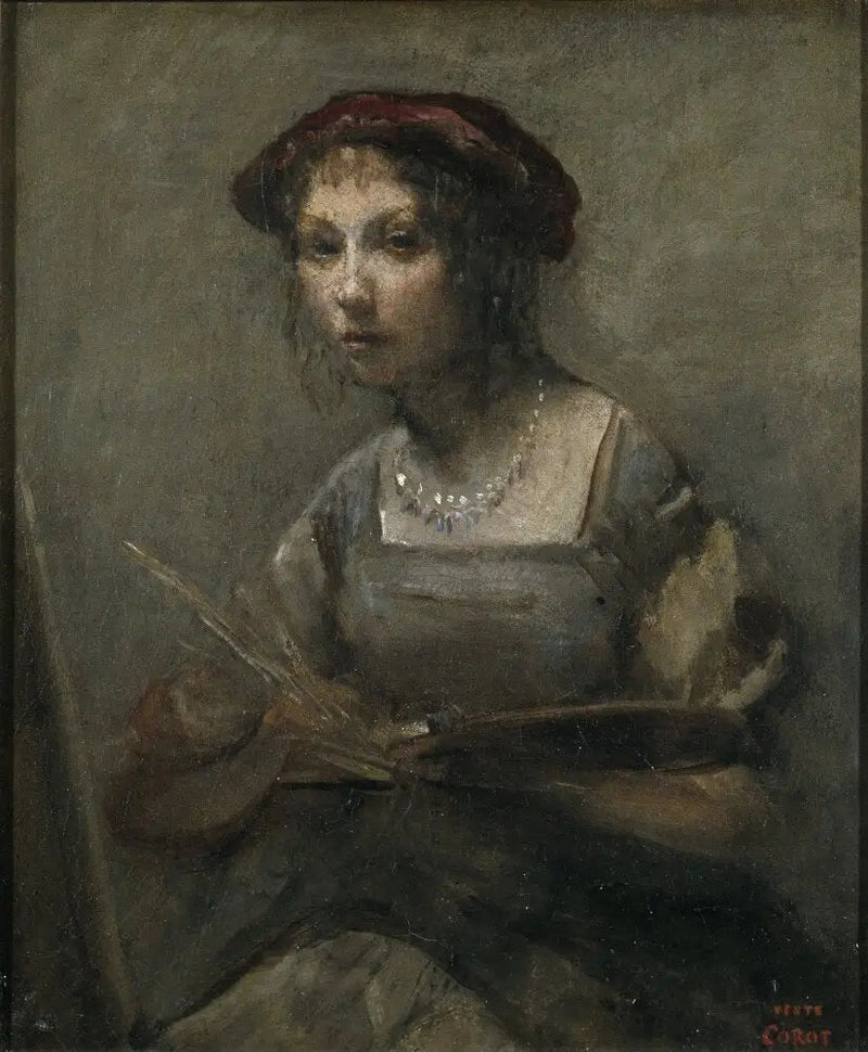Nuori tyttö, joka pitää palettia - Jean-Baptiste Camille Corot