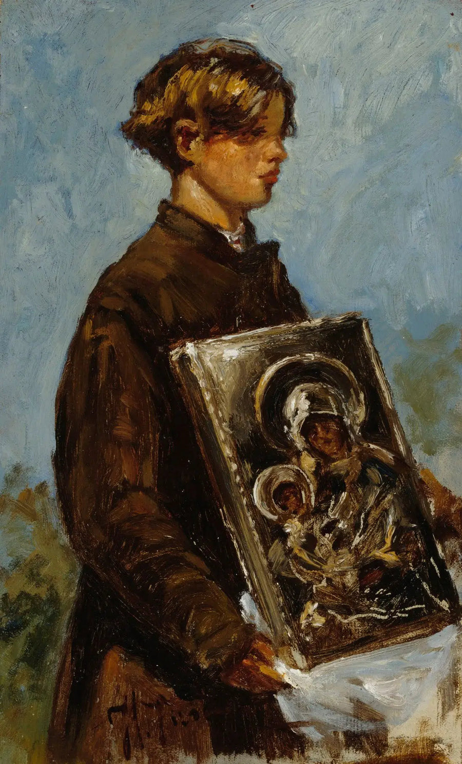 Nuori poika, jolla on ikoni, luonnos - Ilya Repin
