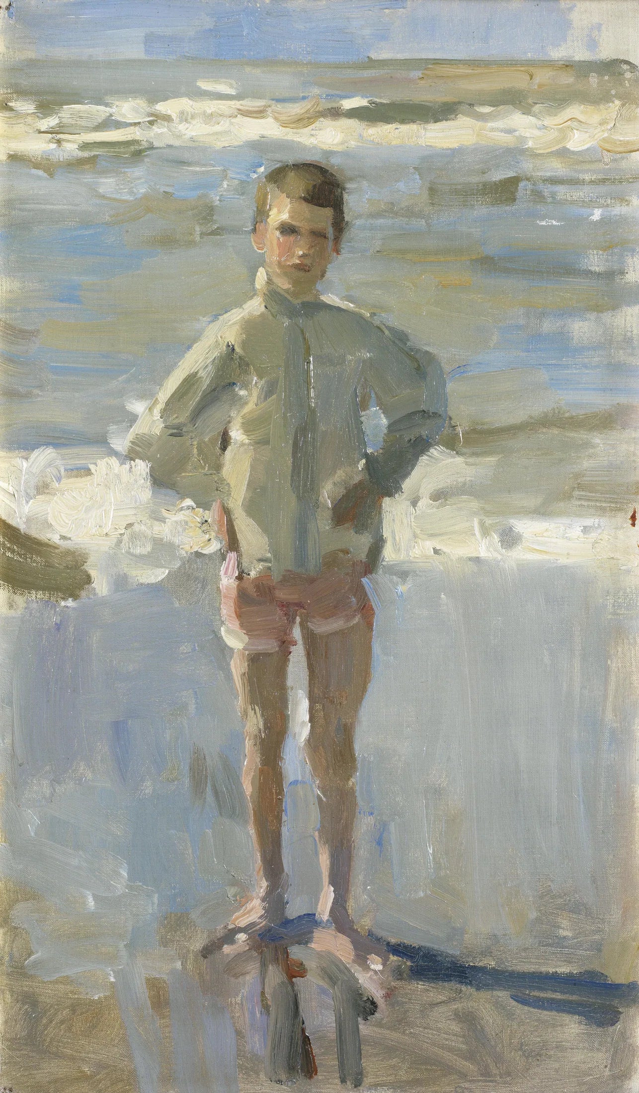 Jeune garçon sur la plage - Isaac Israëls image 1 reproduction artisanale de tableau
