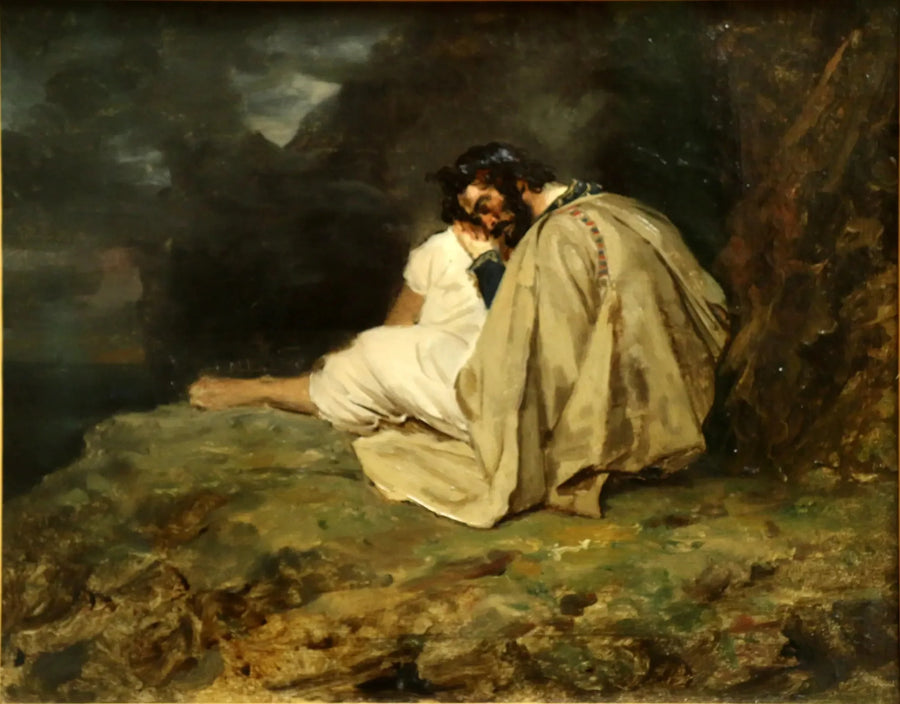 Nuori kreikkalainen nukkuu kiven päällä meren rannalla - Théodore Géricault