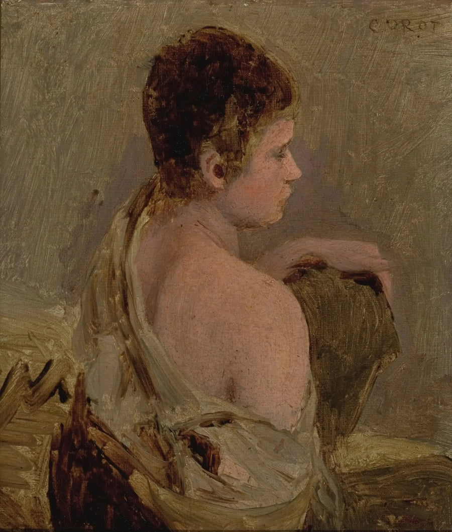 Nuori mies olkapää paljaana - Jean-Baptiste Camille Corot
