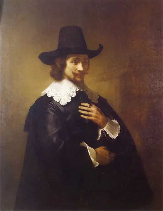 Nuoren miehen muotokuva leveälierisessä hatussa - Rembrandt
