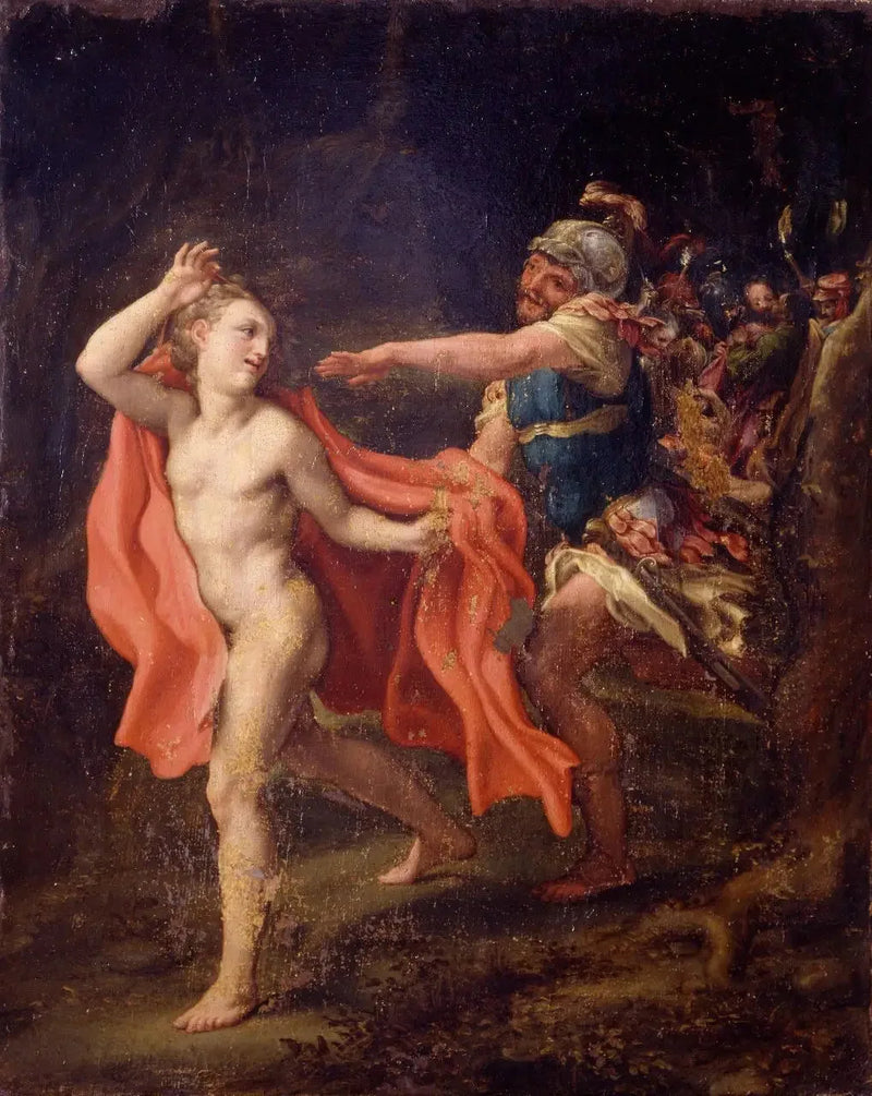 Nuori mies pakenee Kristuksen vangitsemista - Antonio da Correggio
