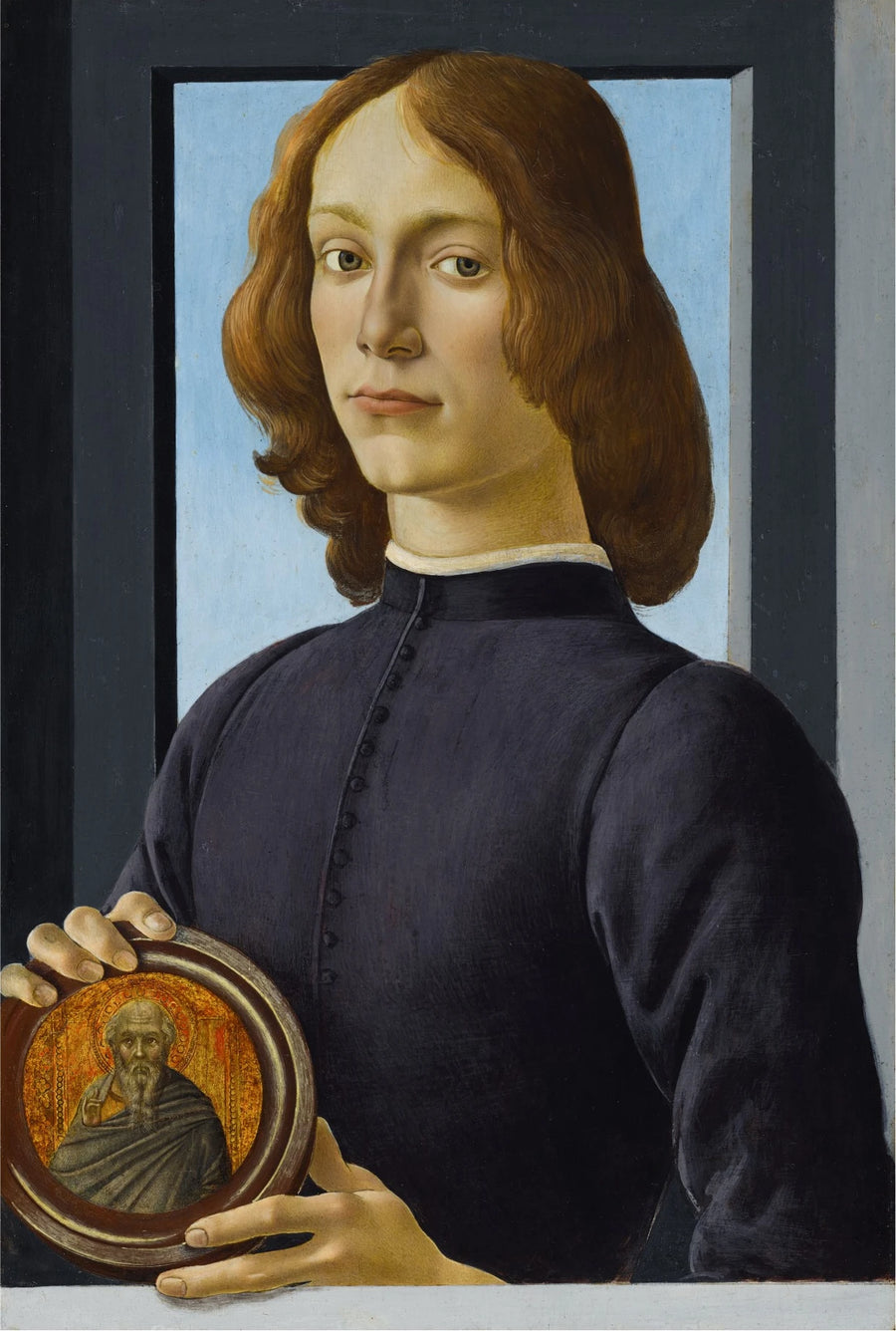 Nuoren miehen muotokuva, joka pitää riipusta - Sandro Botticelli