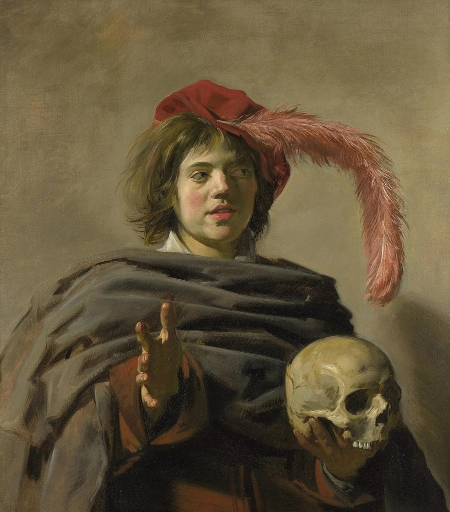 Nuori mies, joka pitää kalloa - Frans Hals