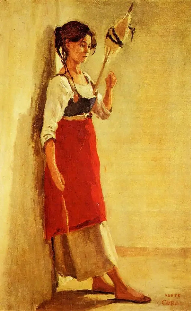 Nuori italialainen Papignon kaupungista vuokralainen hänen keppinsä - Jean-Baptiste Camille Corot