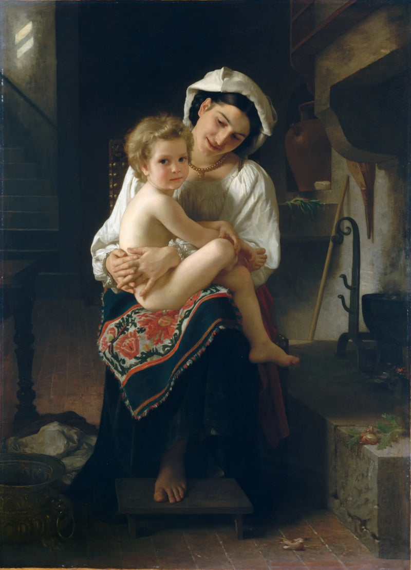 Nuori äiti, joka katsoo lastaan - Bouguereau