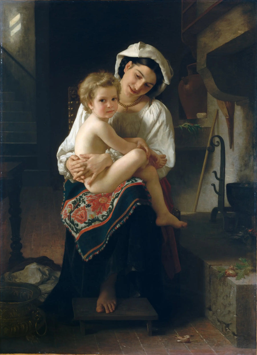 Nuori äiti, joka katsoo lastaan - Bouguereau