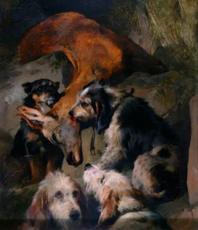 Nuoret pikkutaimet ja metsästyskoirat - Edwin Henry Landseer