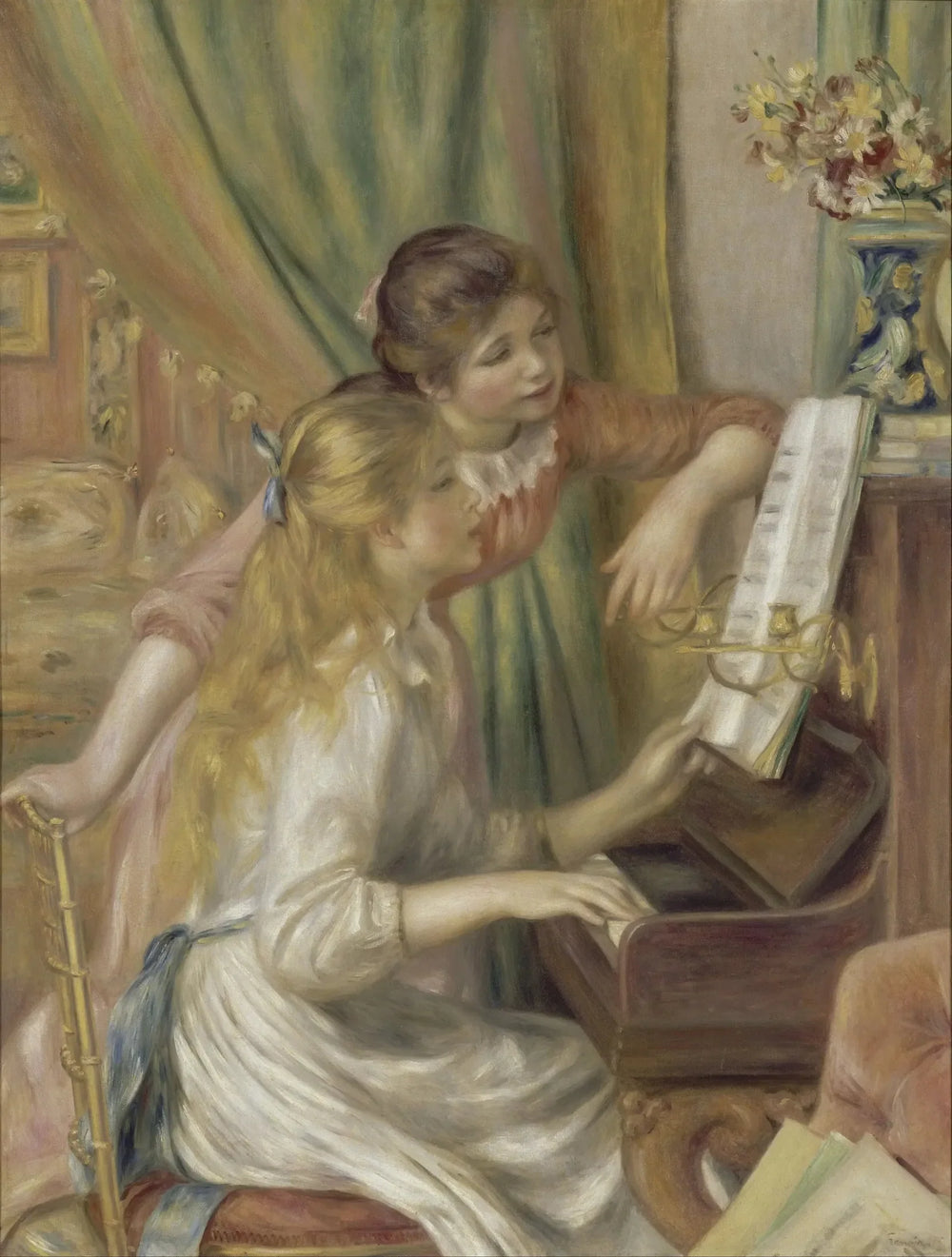 Jeunes Filles au piano - Pierre-Auguste Renoir image 1 copie de tableau peinte à la main