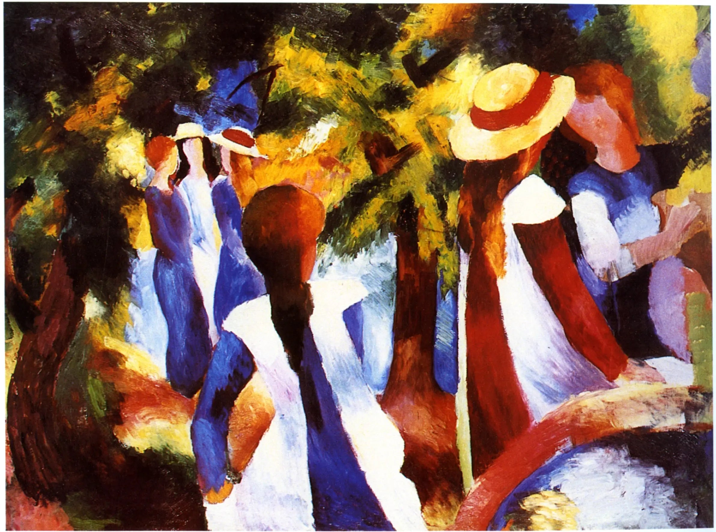 Reproduction du tableau « Jeunes Filles sous les arbres - August Macke » par Alpha Reproduction en peinture à l’huile