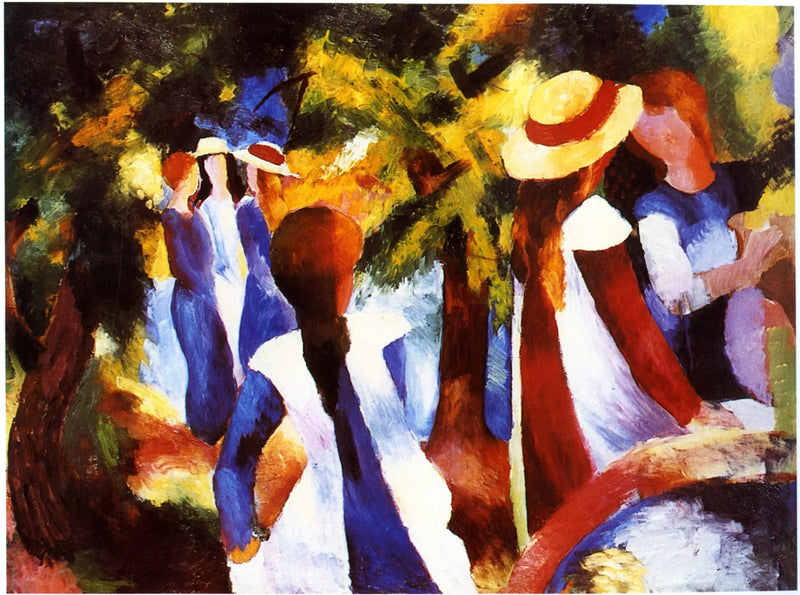 Nuoret tytöt puiden alla - August Macke
