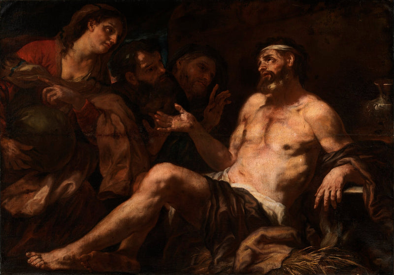 Job ja hänen lohduttajansa - Luca Giordano