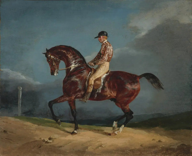 Ratsastava jockey kilpahevosella - Théodore Géricault