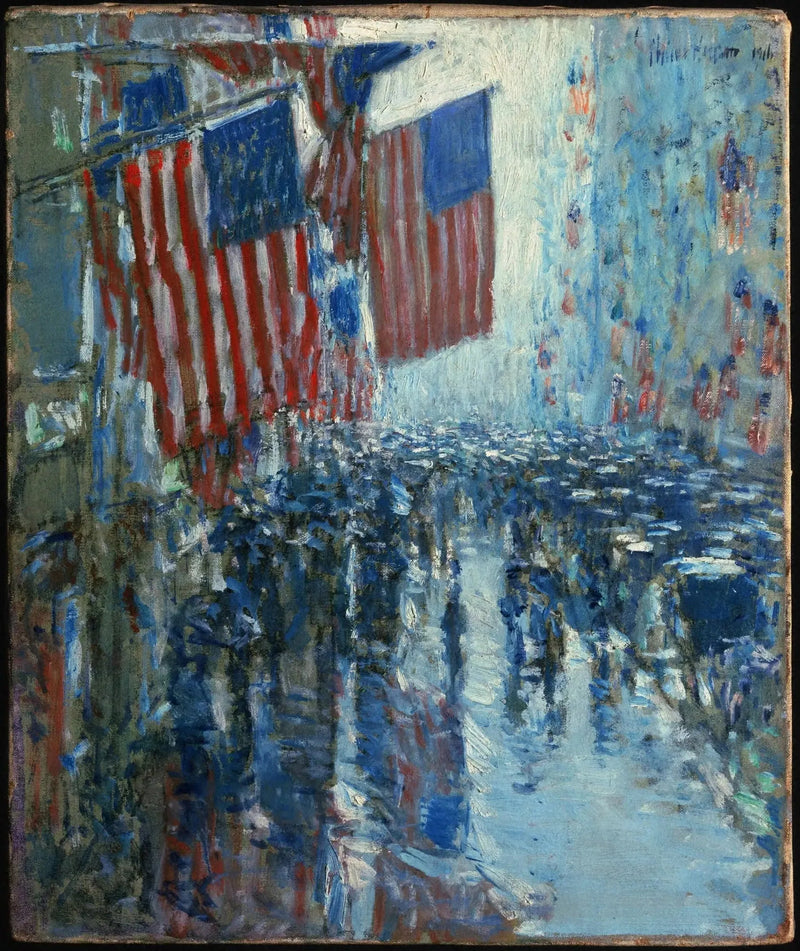 Sadepäivä, Viides Avenue - Childe Hassam