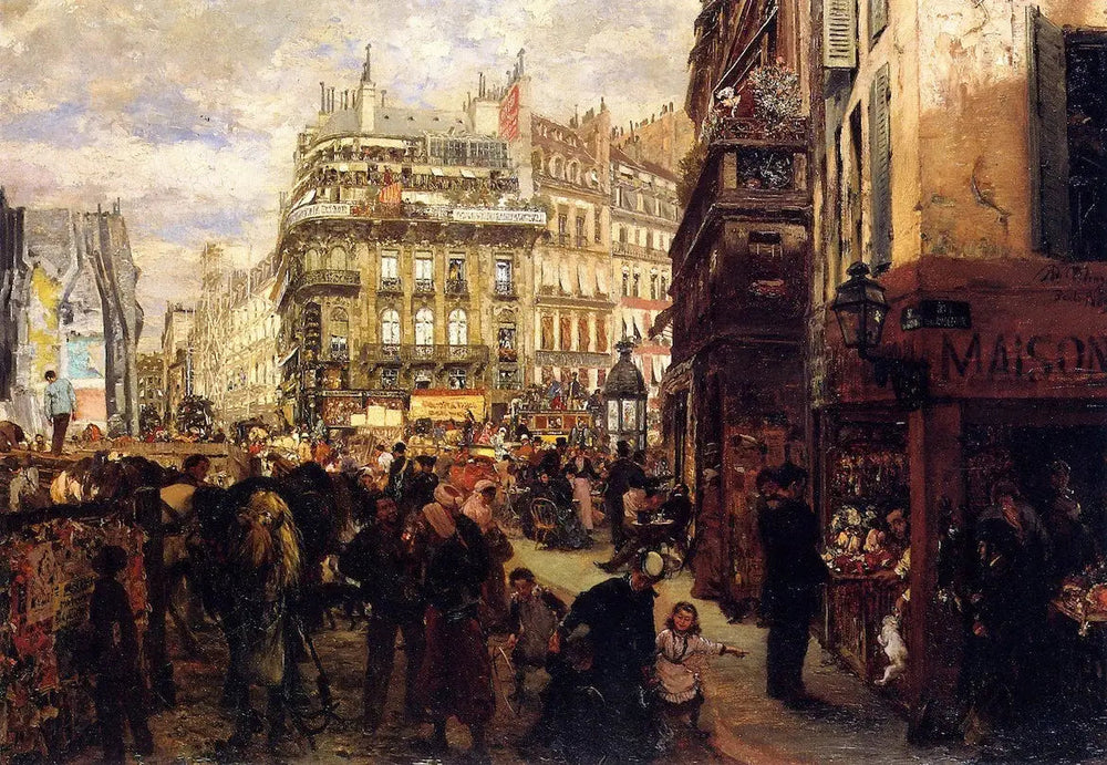 Jour de semaine à Paris - Adolph von Menzel image 1 copie peinte à la main à l’huile