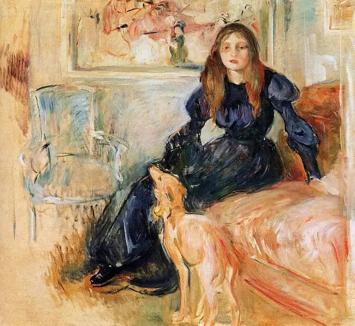 Julie Manet ja hänen lemmikkikoiransa Laërte - Berthe Morisot