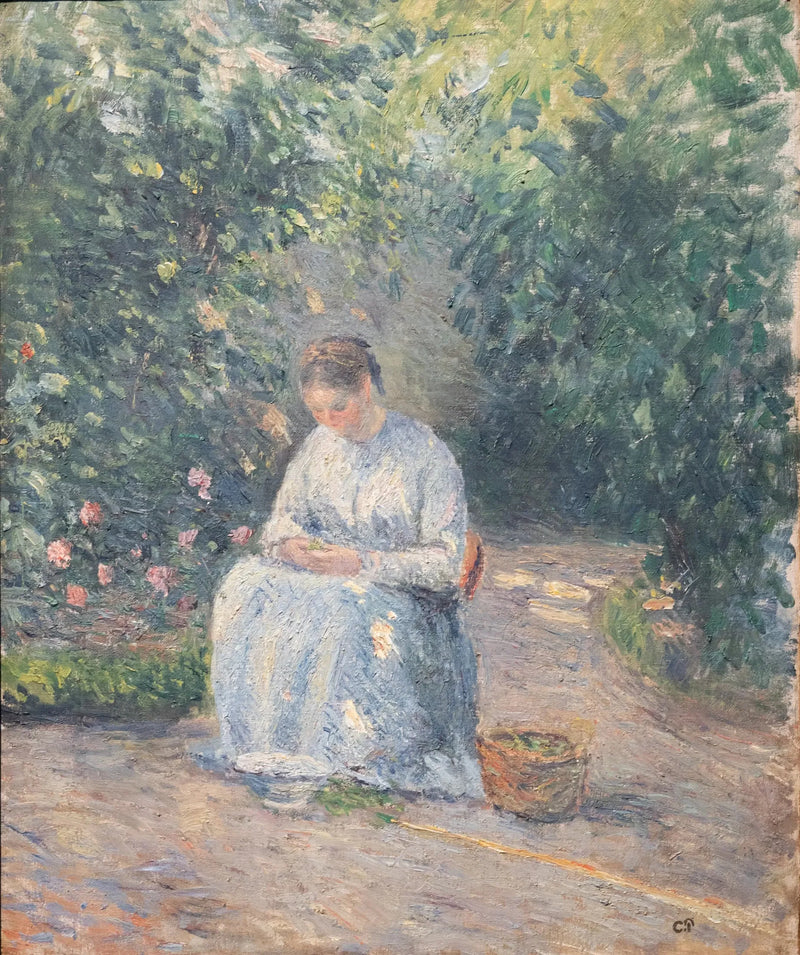 Julie Pissarro kuorimassa herneitä - Camille Pissarro