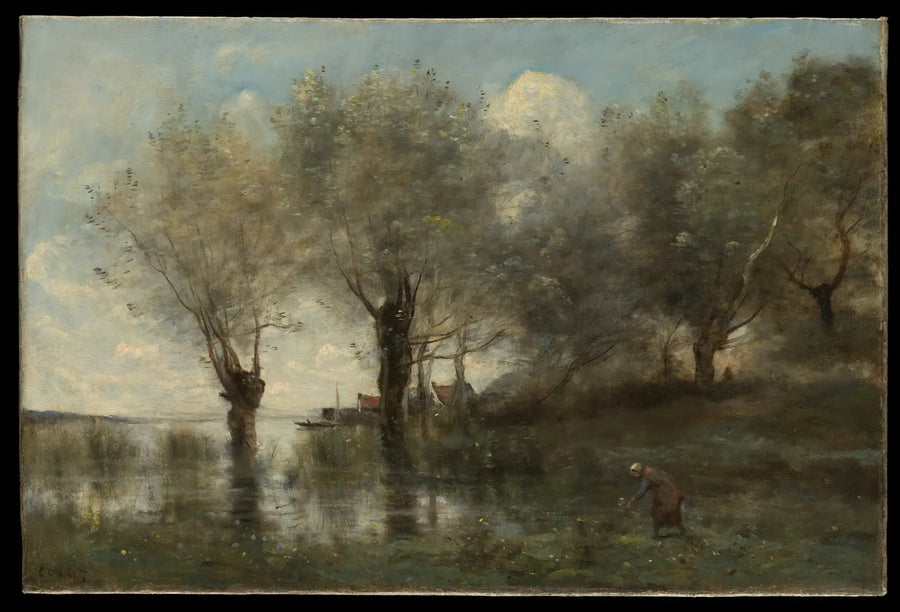 Hevonen Picardian alueella - Jean-Baptiste Camille Corot